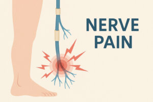 nerve pain illustration with leg and nerve